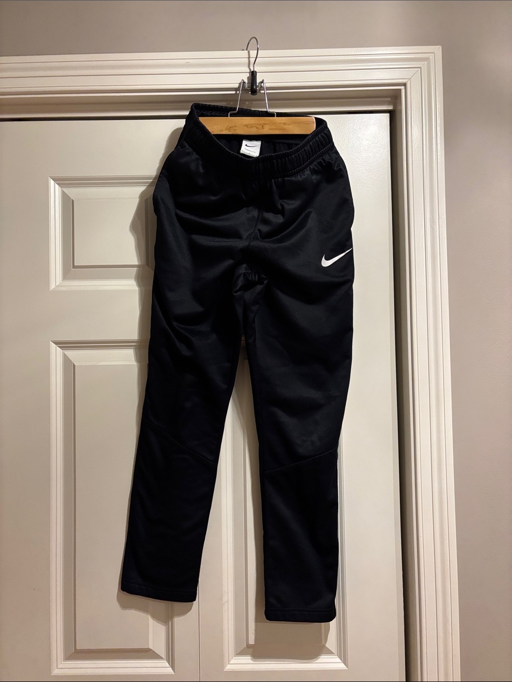 Nike Black Youth Track Joggers with White Swoosh
